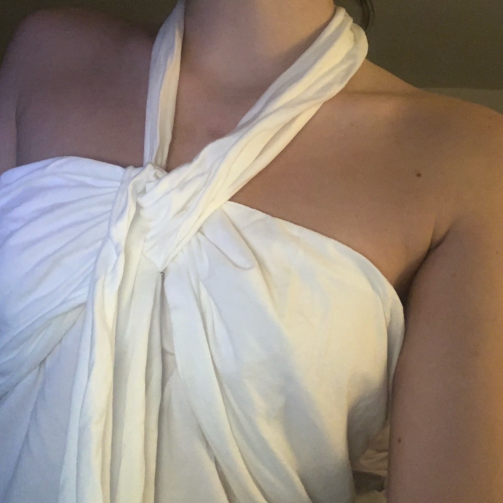 White Flowy Strapless Top